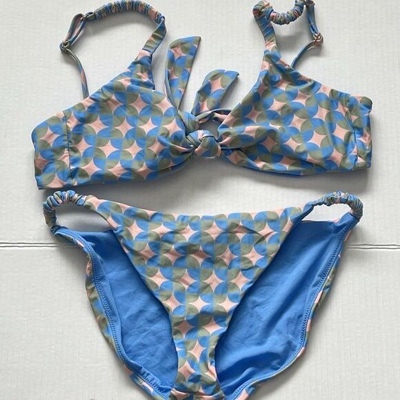 New Juniors Jamaica Printed Bikini Top Bikini Bottoms Women's Swimsuit Sz L - Picture 3 of 7